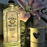 A bright and quirky upcycled Bombay Sapphire bottle which has been upcycled with lights.