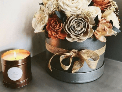 candle and flowers